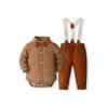 Baby Boy Gentleman Polka Dot Bodysuit & Overalls Set with Bow Tie - Long Sleeve, Two-Piece, Spring/Autumn Formal Wear
