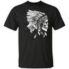 Native American Skull Feather Black T-Shirt