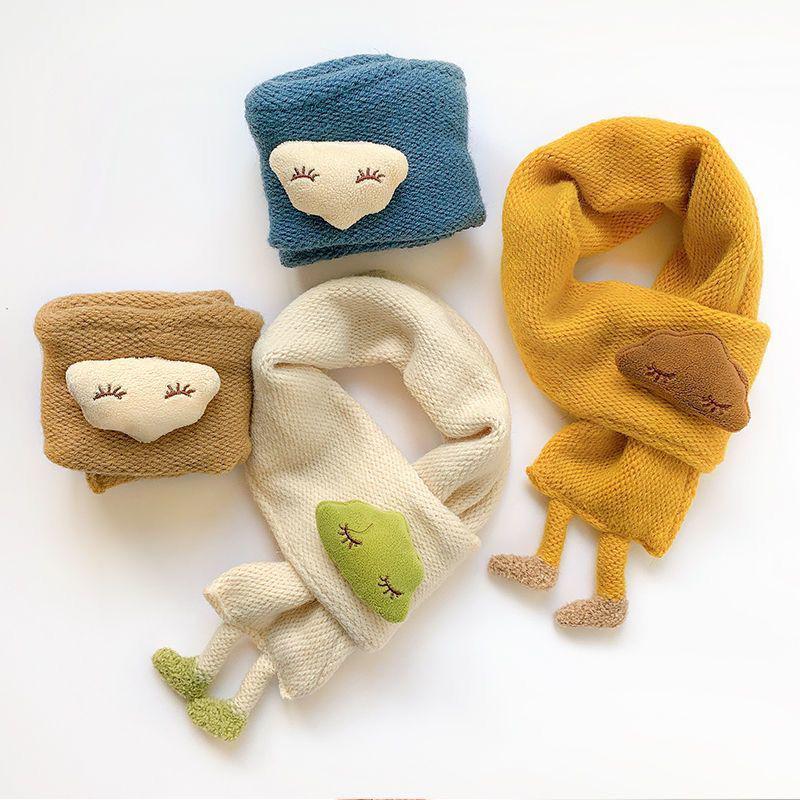 Children's Autumn Winter Cartoon Scarf - Windproof, Super Cute, Fashionable Korean Style Neck Warmer for Boys and Girls