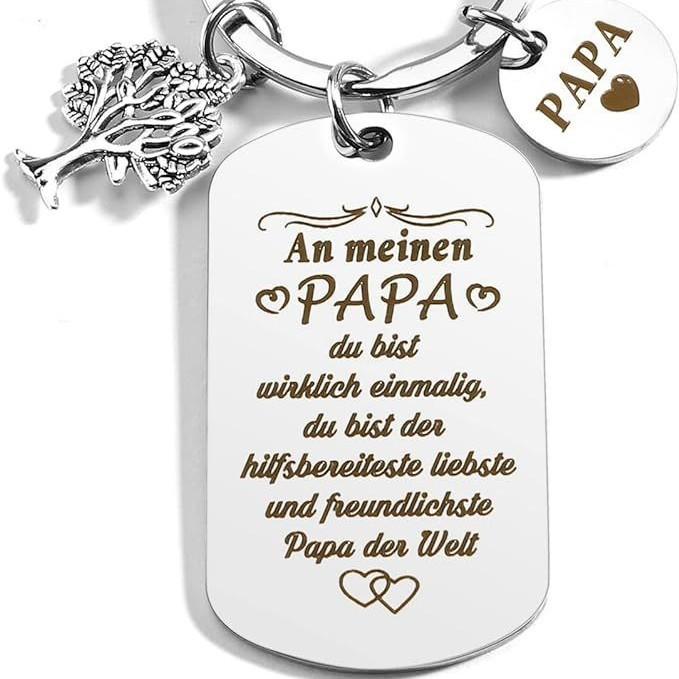 German Fathers Day Birthday Gift Bester Papa Der Welt Stainless Steel Keychain Stainless Steel Keychain for Backpack Bag Pendant