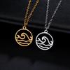 Simple Wave Circle Pendant Titanium Steel Necklace Fashion Commute Jewelry