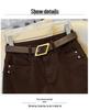 Women's White Velvet Cropped Jeans - Autumn/Winter 2025 Collection, Thickened Slimming Wide-Leg Pants for Petite Women