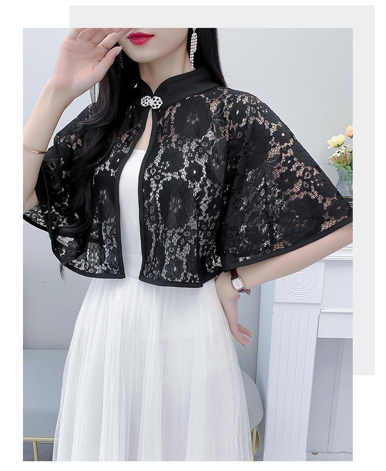 Elegant Summer Lace Sun Protection Shawl & Camisole Dress with Retro Silver Buckle – Fashionable Women's Outfit