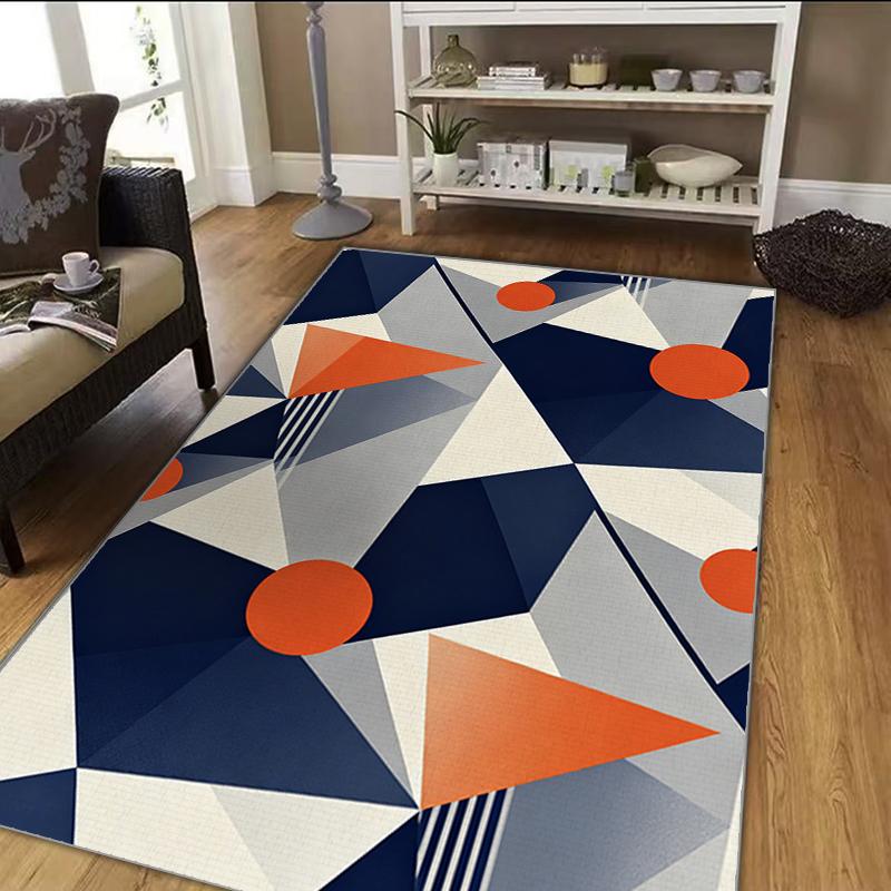 VIKAMA Abstract Geometric Crystal Flocking Bedside Carpets for Living Room Sofa Doormat Tables Mat Kitchen Non-slip Floor Rug