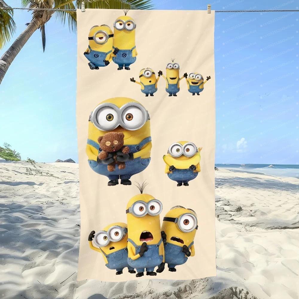 1Pc Cute Minion Printed Beach Towel With Ultra Fine Fiber Lightweight Fast Drying Soft Lightweight Travel Camping Yoga Swimming