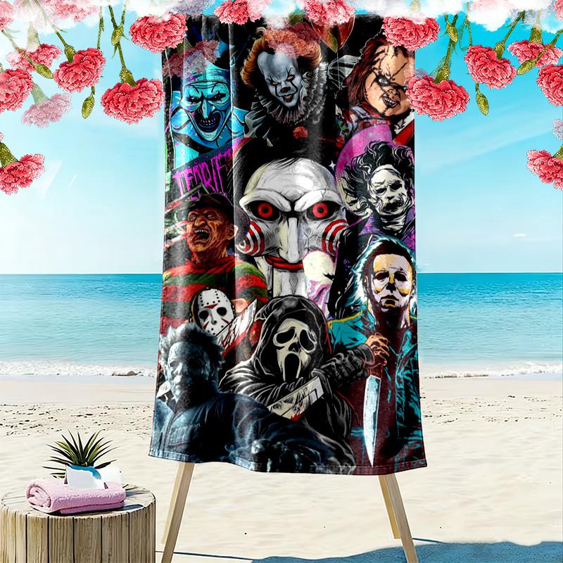 Telo Mare con Stampa Film Horror, Grande Morbido Asciugatura Rapida per Spiaggia Campeggio Nuoto
