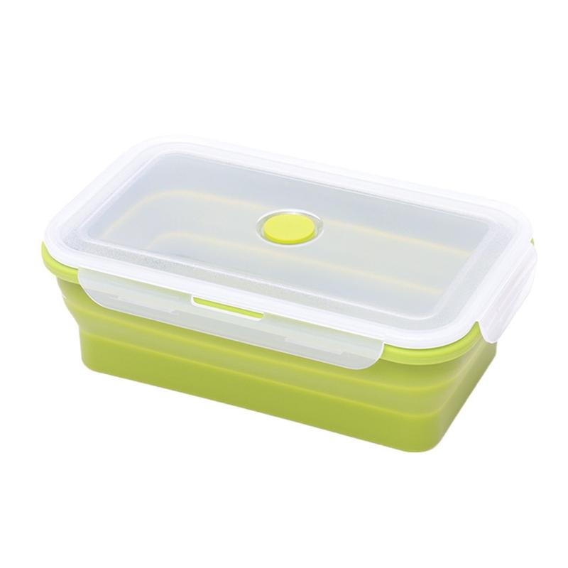 Silicone Foldable Lunch Box Collapsible Food Storage Container Bento BPA Free Microwavable Portable Picnic Rectangle Box