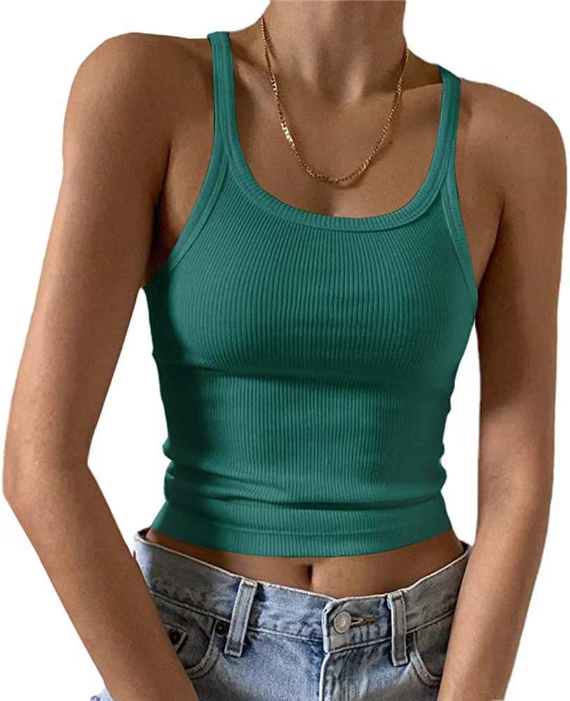 Women s European American Ribbed Cropped Camisole Top Extra Small