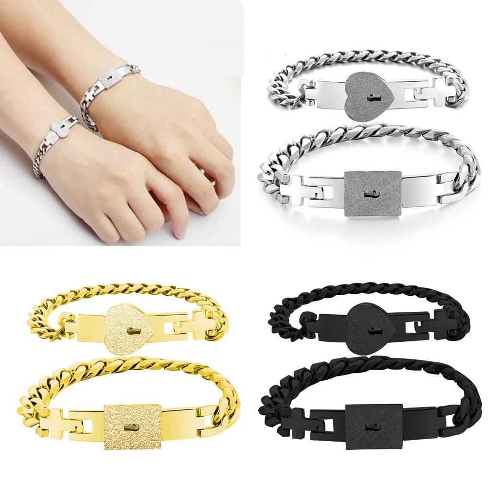 Edelstahl-Schloss für Schlüssel-Armbänder 2x Passende Armbänder Geschenk für Cou