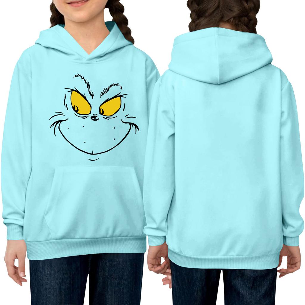 Children's Long-sleeved Loose-fitting Pullover Hoodie With Drawstring And Solid Color