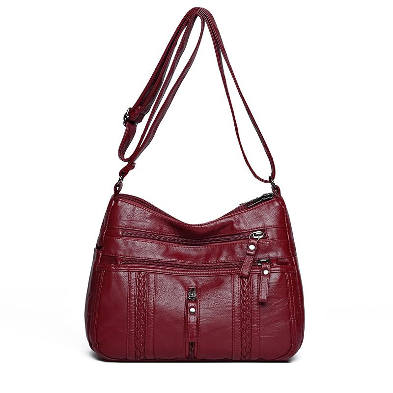 Dámská taška Soft Leather Crossbody Bag Taška přes rameno pro matku středního věku