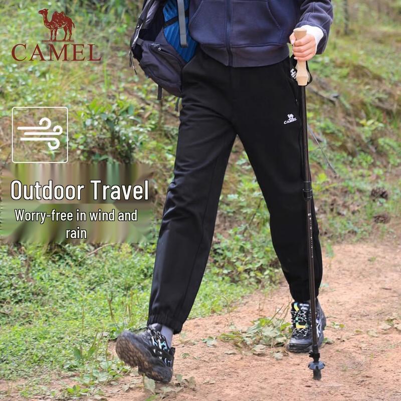 Camel Outdoor Windproof Water-Repellent Fleece-Lined Softshell Pants