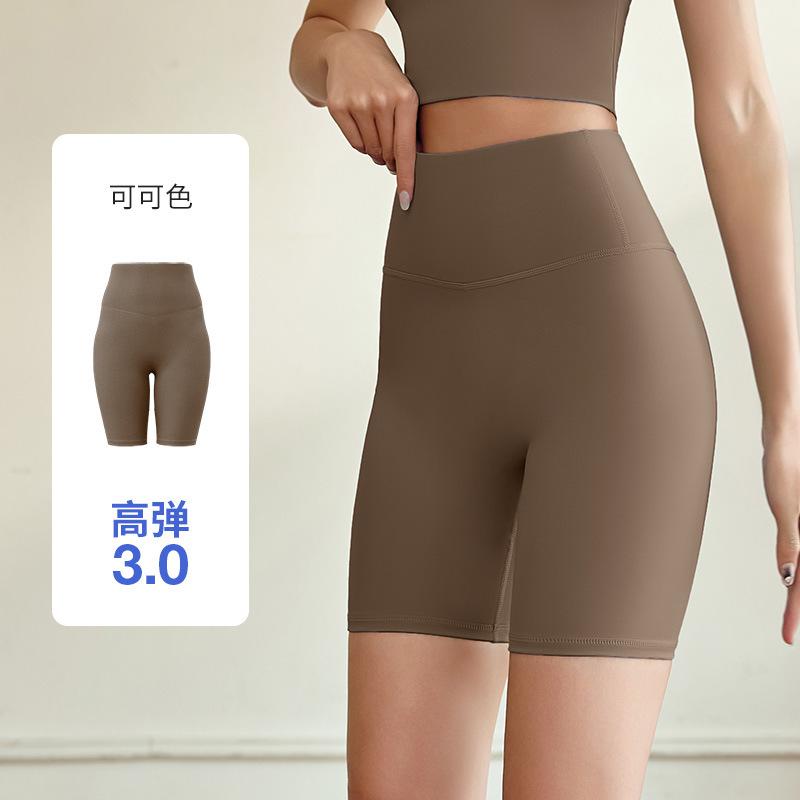 

Спортивные шорты лето новые с высокой талией облегающие шорты для йоги женские анти-складки для бега фитнеса пять очков XXL какао