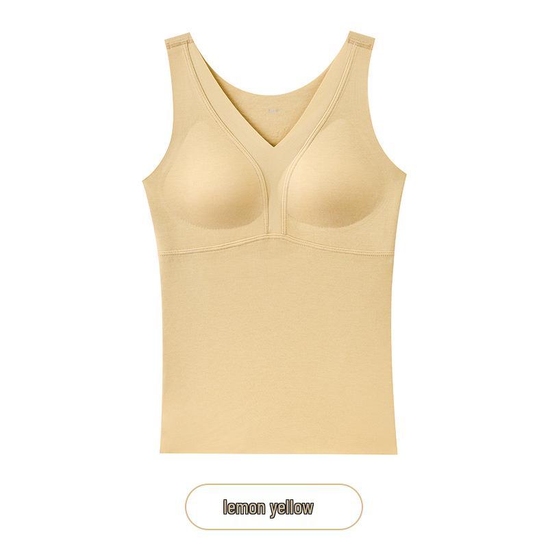 

Женский бесшовный теплый жилет на осень/зиму со встроенной чашкой бюстгальтера и толстой шерстью лиоцелл для приятного для кожи обогрева M (95-115 lbs, 34ABC=75ABC)