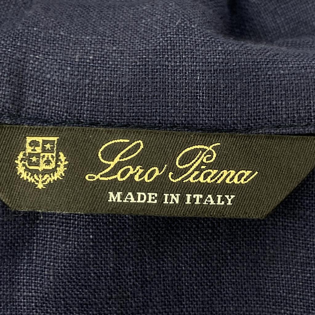Loro Piana [Excellent Condition/Domestically Authorized] FAI1188 100% Linen 3/4 Sleeve dress S NavyUsed