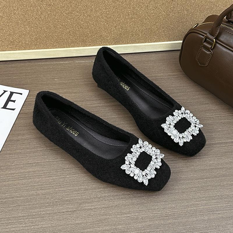 French evening shoes 2025 autumn new flat bottom square head small fragrant wind one pedal gentle shallow mouth single shoes women's shoes