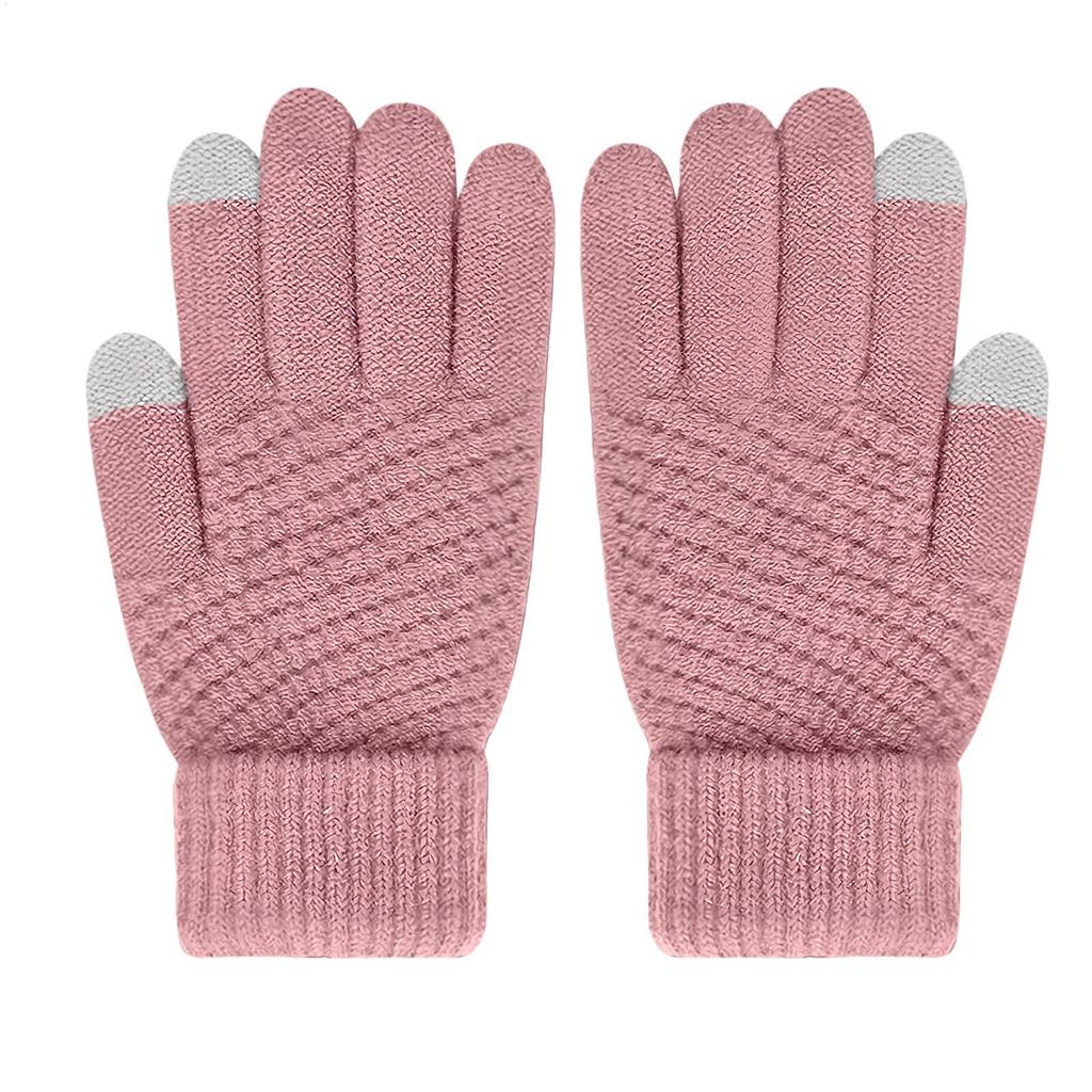 Knitted Touchscreen Gloves Anti Slip  Warm Winter Warm Fingered Gloves Thickened Gloves  for Running Sports Driving Riding