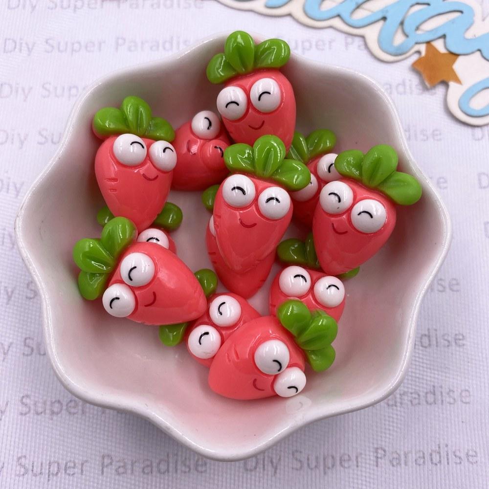 12pcs Colorful Cartoon Cute Big Eyes Carrots Figurine Flatback Stone DIY Christmas Jewelry Applique Home Decor Crafts Accessorie
