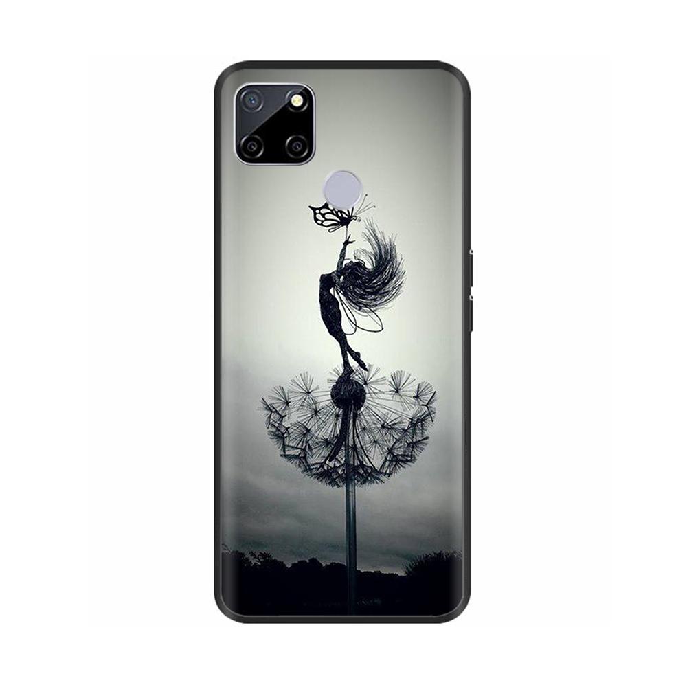 For Realme C25 Case C25s Soft Cute Cover for OPPO Realme C25Y C21Y Silicone Black TPU Phone Case For OPPO Realme C21 Flower Capa