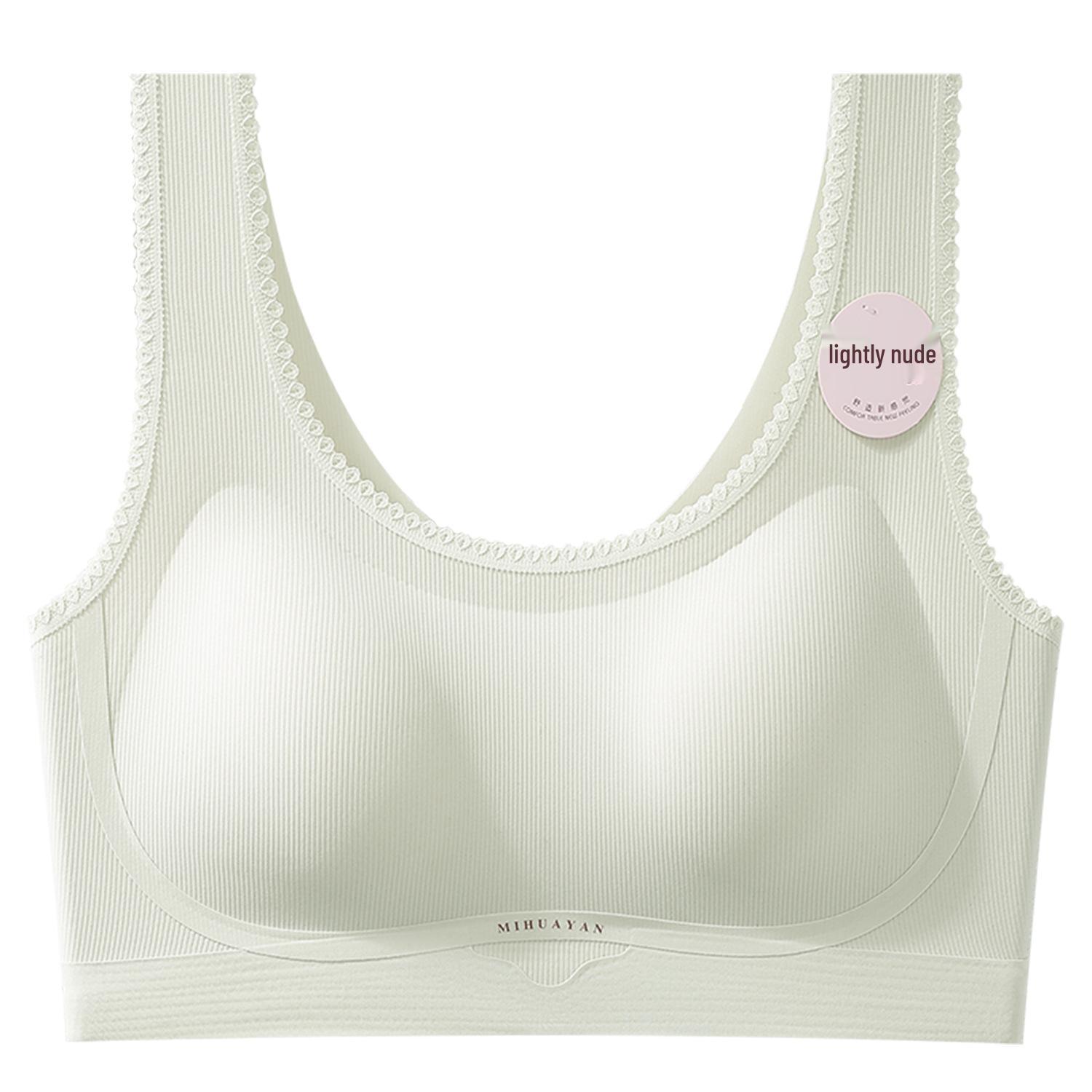VCTEORAI Women s Thin Seamless Spring/Summer Vest-Style Bra: Anti-Sagging, Side Support, Comfortable Fit L: 85-115 lbs светло-зеленый