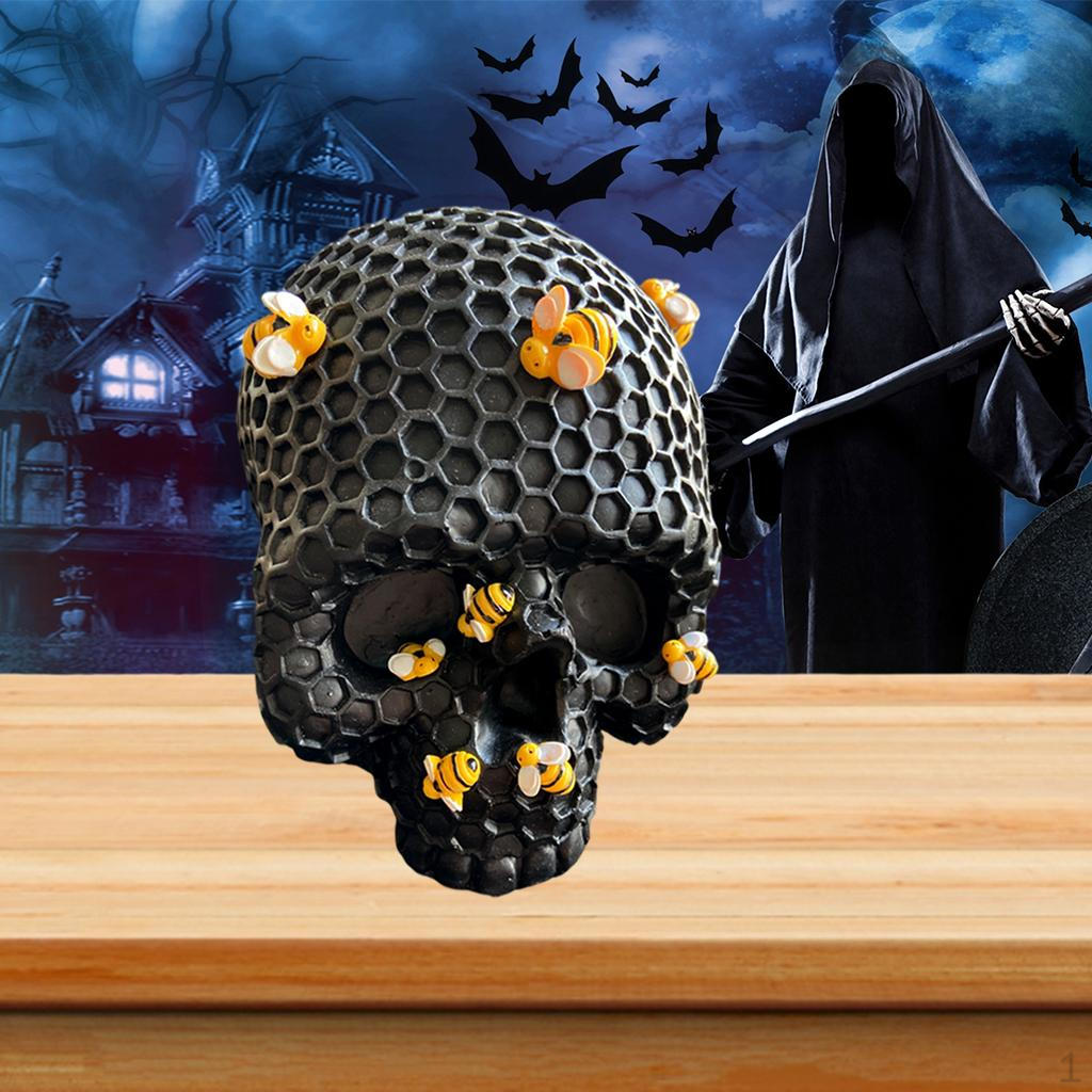 Honeycomb Skull Sculpture Craft Display Halloween Statue Table Centerpiece Ornament