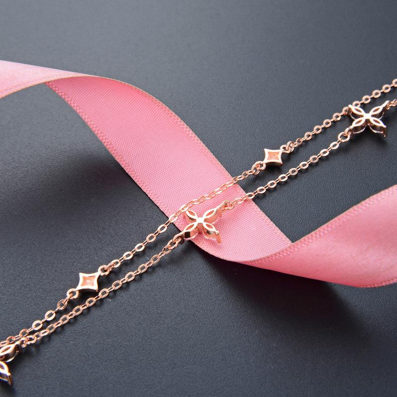 Lindon Kvinner Zirkon 925 Sterling Sølv Smykker Geometrisk Perlekjede Link Armbånd Mote Fin bryllupsgave til kjæresten