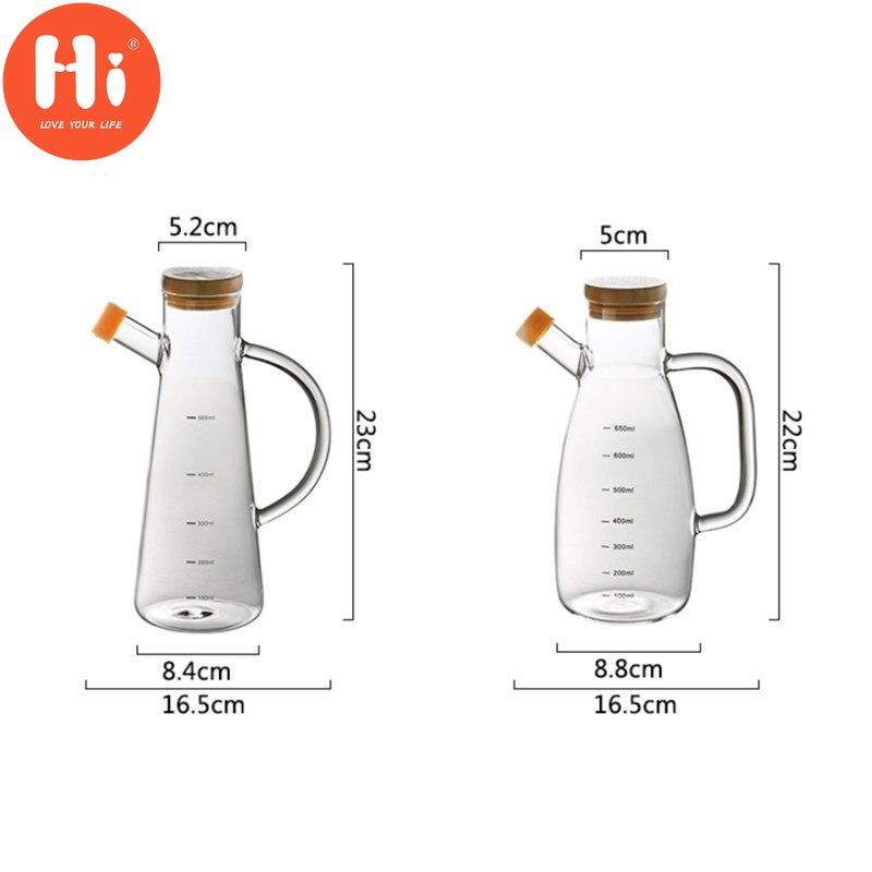 Hi Transparent Oil Bottle with Handle and Scale Heat-resistant Kitchen Tools Soy Sauce Vinegar Container