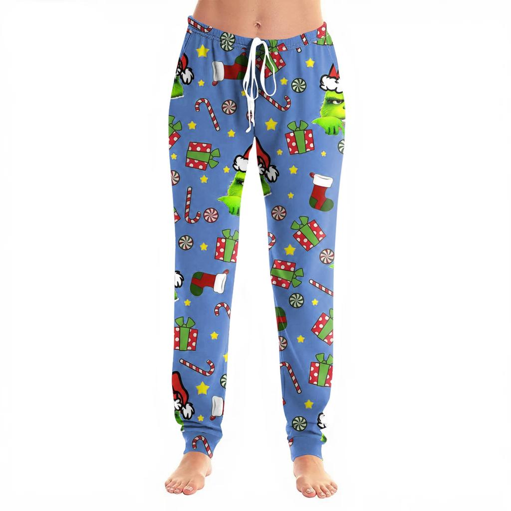 Women's Christmas Print Cuffed Jogger Pants with Pockets Casual Pants