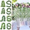 12PCS Plant Wall Artificial Plant Vine Green Hanging Garland Ivy Vine String  Wedding Decoration