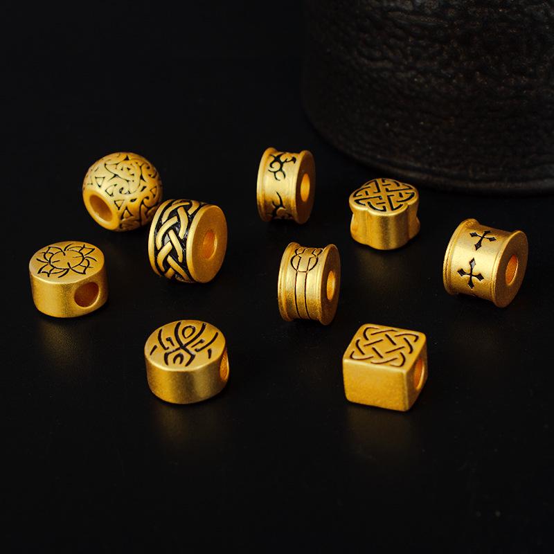 Gold Sand Men's Totem Tattoo Beads: Black Cool DIY Bracelet Accessories