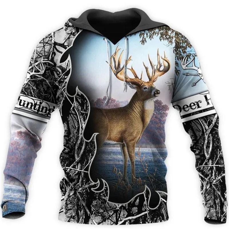 Fashion Deer Hunting Camo Hoodie Cool Slim Jacket Costume Coat 3d Sweatshirts Animal Men Women Casual Christmas Hoodie Tops