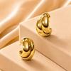 High-End Double Water Drop Gold Earrings - Stainless Steel Ear Jewelry