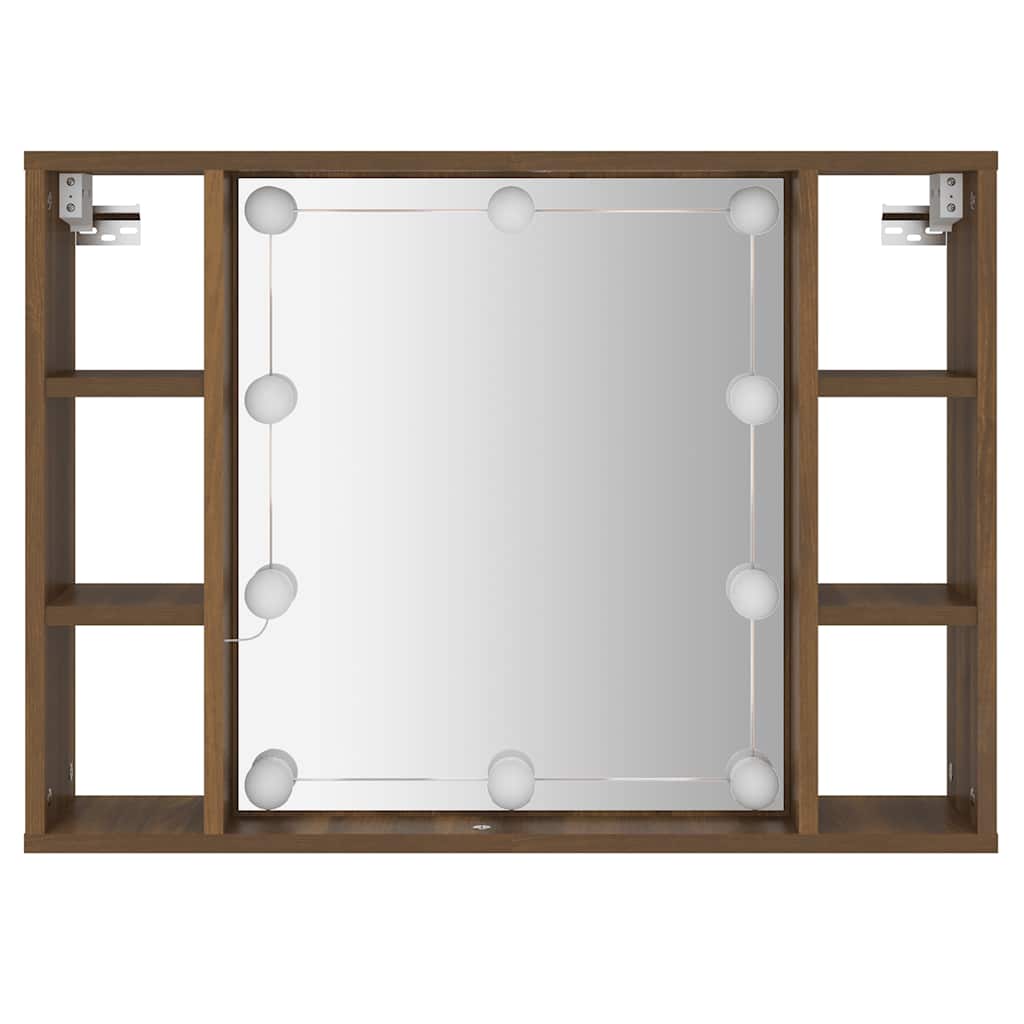 LED Mirror Cabinet In Brown Oak Look 76 X 15 X 55 Cm