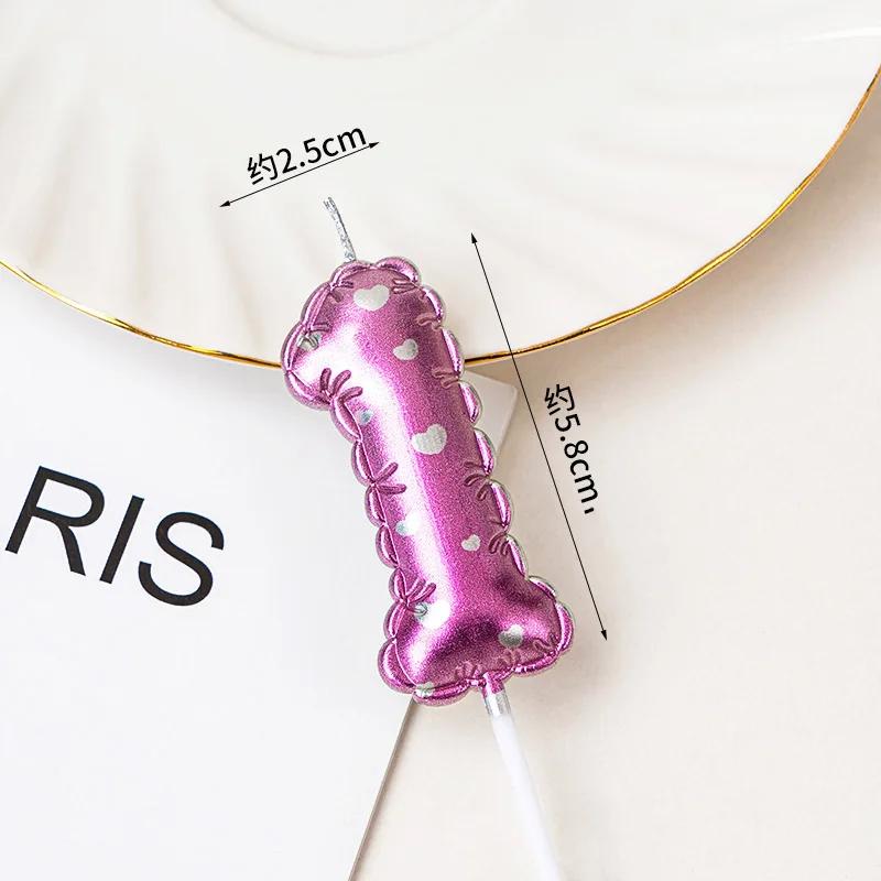

1Pcs Pink Creative 3D Balloon Candles Birthday Cake Top with Numbers 0-9 Candles Wedding Anniversary Cake Accessories