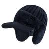 New Plush Fur Lined Winter Hat With Earflap Fashion Faux Fur Beanie Hats Men Outdoor Keep Warm Cap Hat Father Warm Gift