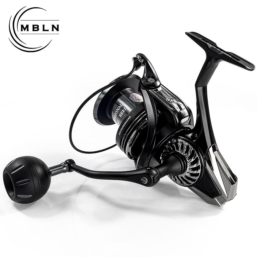 MBLN Saltwater Fishing Spinning Reel, Magnesium Alloy, Double Guide Rod, 12000/16000, Long Cast for Boat Fishing