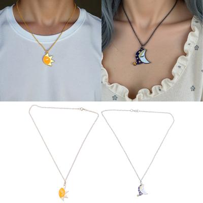 Set of 2 Alloy Sun and Moon Necklace Elegant Couple Necklace Love Pendant Jewelry Perfect for Daily and Party Wear