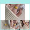 Stylish Korean Yellow Smiley Face Ring For Women Adjustable Geometric Design Fashionable