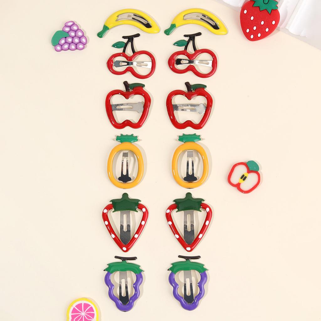 12Pcs Side Strawberry Hairpin Children Daily Styling Boutique Headwear Hot Cute Girls Hair Accessories Fruit BB Hair Clips