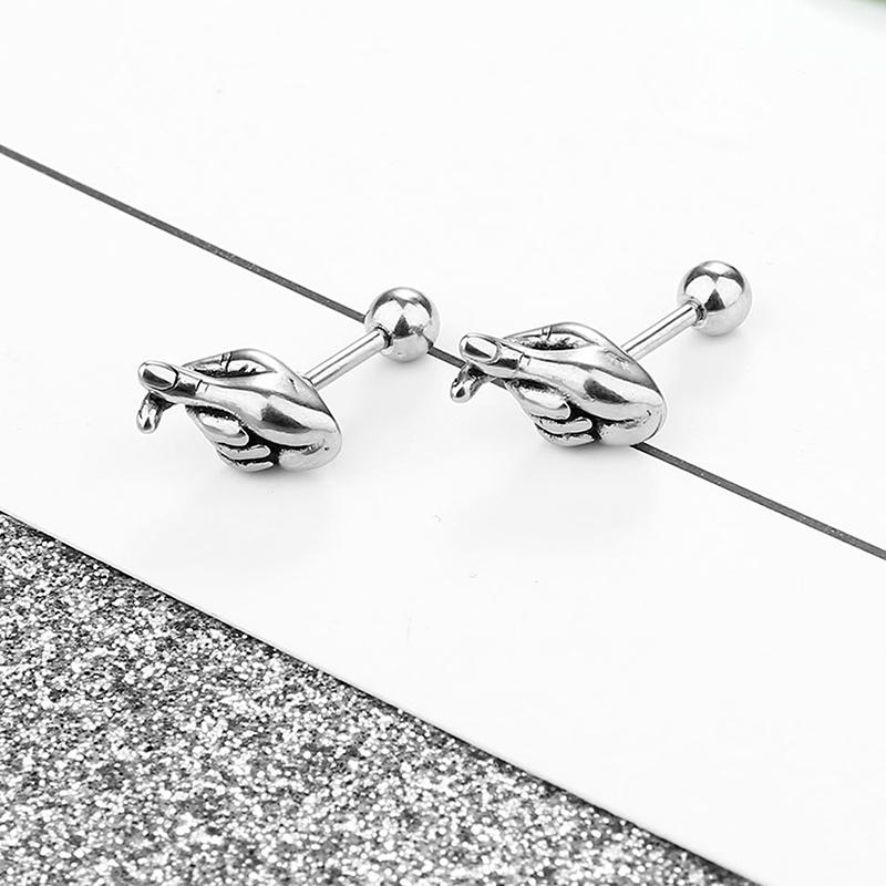 

Серьги из нержавеющей стали, серьги-пусеты с жестом, серьги с жестом сердца, панк-рок, хип-хоп украшения