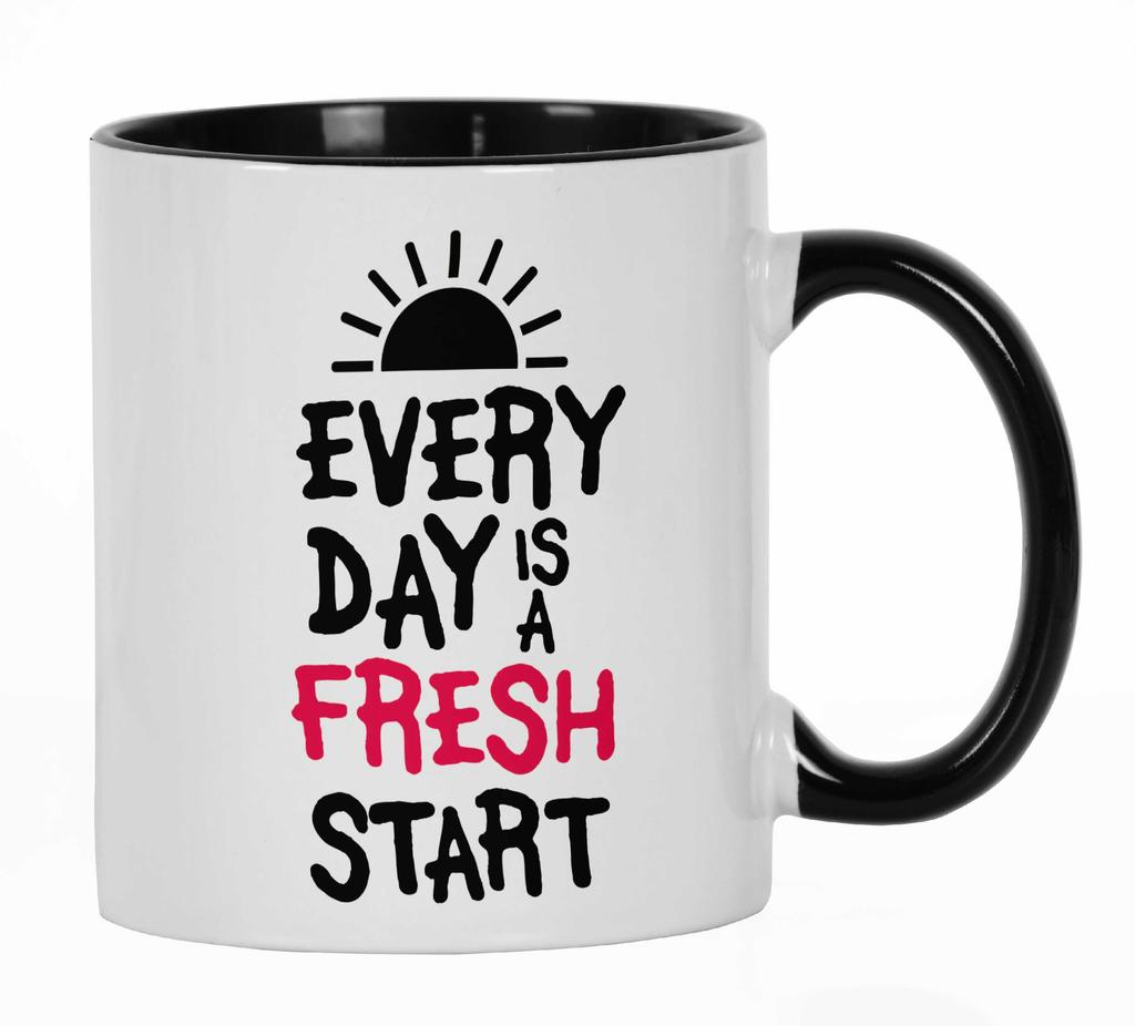 Inkdotpot Every Day Is A Fresh Start 11 Oz Ceramic Coffee Mug Positive Inspirational Quotes Funny Novelty Employee Boss Coworkers