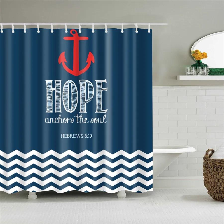 

Nordic Navigation Anchor Shower Curtains Fabric Waterproof Polyester Bath Curtain With 12 Hooks Bathroom Accessories Home Decor W60H190(CM)-1 Pcs