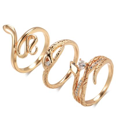 Fashion Snake Rings For Women Rose Gold With Natural Zircon Heavy Metals Punk Rock Ring Vintage Animal Jewelry