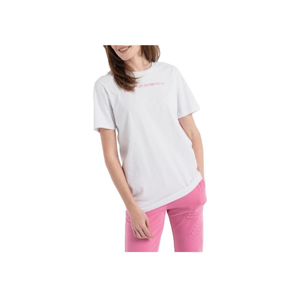 Emporio Armani EA7 SS23 Letter Logo Round Neck Pullover Short Sleeve T-Shirt Women tops White 3RTT13-TJFKZ-0193
