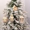 Led Light Wood House Adorable Christmas Tree Hanging Ornaments For Holiday Decor