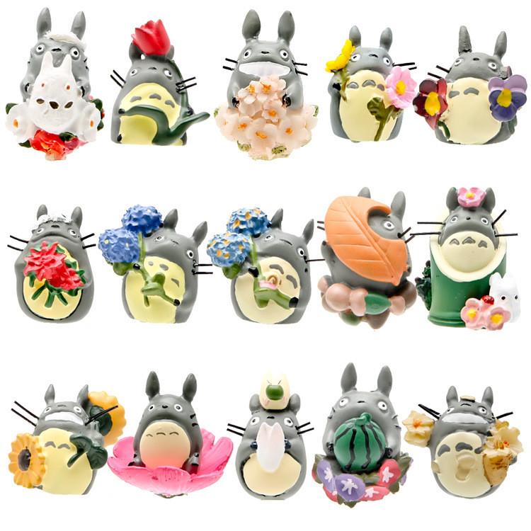 Sunflower My Neighbor Totoro Resin Figurine With Floral Theme For Garden Creative Diy Scene Decoration