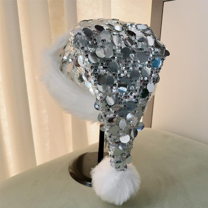 Christmas Hats for Holiday Celebration Festival Props Hat All Age Small Large Sequined Santa Caps Party Gathering Headwear