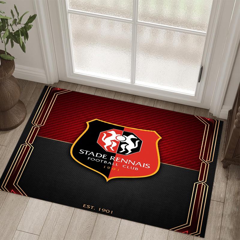 Stade Rennais FC Design Crystal Velvet Carpet Cozy Non?Slip Printed Rug For Bedroom Living Room Entrance