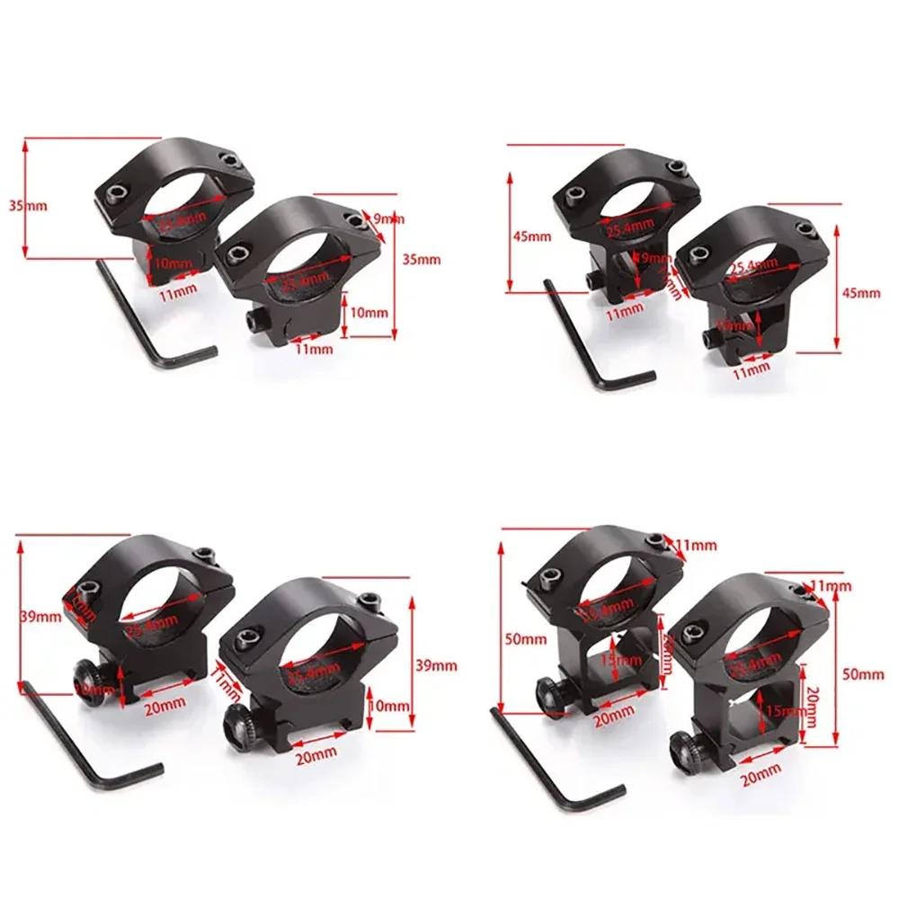 1 Pair Hunting Rifle Scope Mounts Ring for Dia 25.4/30mm Tube Scopes 11/20mm Dovetail Picatinny Rail Tactical Flashlight Mount