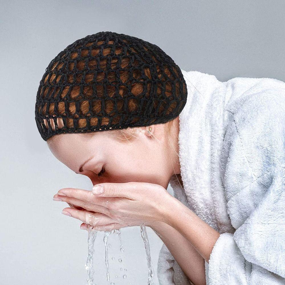 Handmade Crochet Hair Net Sleeping Night Cover Turban Black Wig Caps Mesh Hair Net